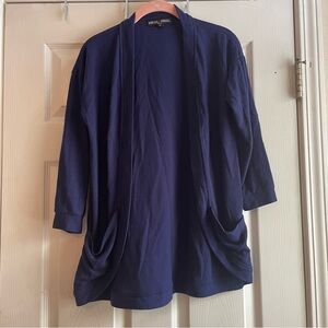Stella & Sienna Cardigan XL Navy Open Front Knit with Pockets